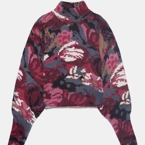 Balloon sleeve multicolor sweater